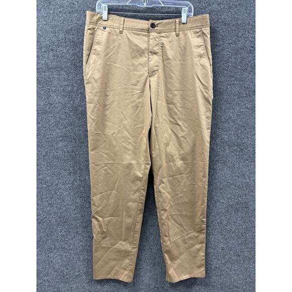 HUGO BOSS Mens Pants Size 34R Beige Perin Relaxed Fit Performance Chinos Stretch - Picture 1 of 11